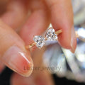Luster Delicate Forever 18K Rose Gold Jewelry Mirrored Heart 2-stone Design Engagement 6mm Moissanite or Lab Grown Diamond Ring