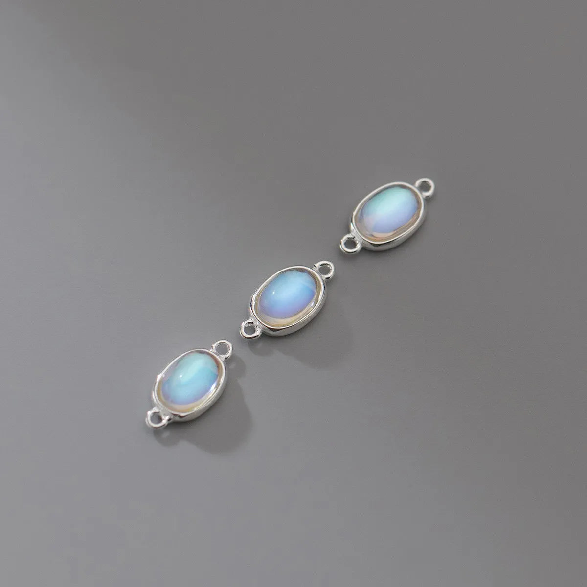 Fine 925 Sterling Silver Crystal Synthetic Moonstone Bracelet Necklace Connector for Jewelry Findings Connectors Accessories