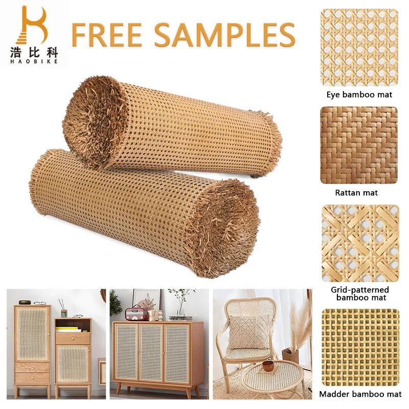 Free Sample A-grade Rattan Woven Caning Sheet Webbing Rattan Mesh Wicker Weave Rolls