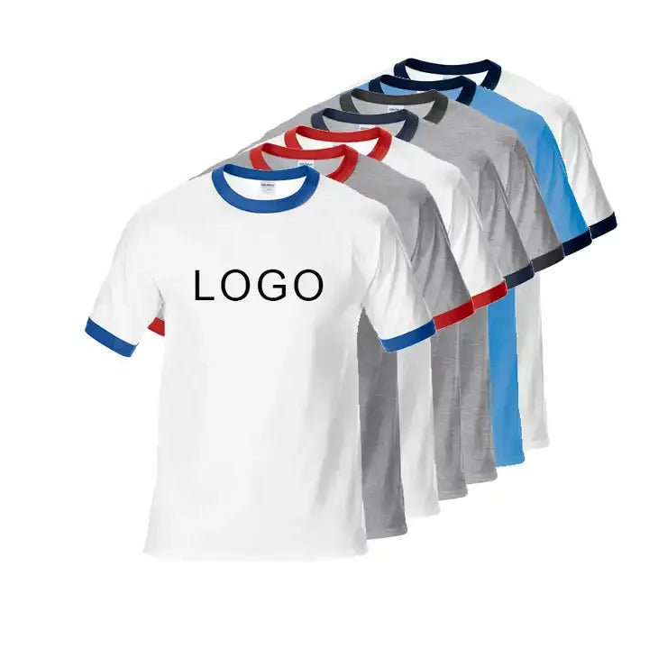 180gsm Custom Printed or Embroidered Logo 100% Cotton Ringer Mens Summer Clothes T Shirts