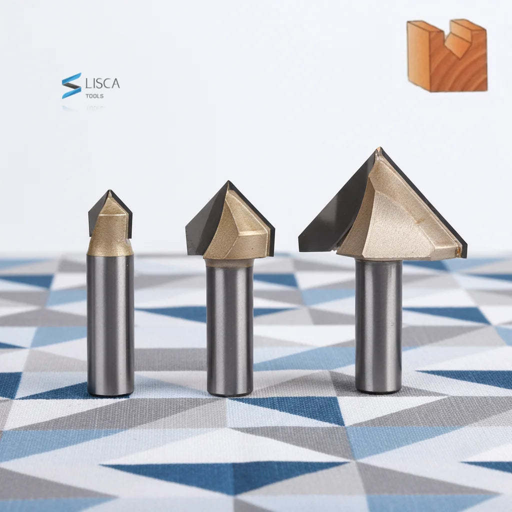 Tideway Professional Grade 1/2 1/4 Shank V Type Bevel 90 Degree Trimming Engraving Chamfer Router Bit