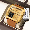 POEDAGAR New Casual Sport Chronograph Men Watch Vintage Square Leather Reloj Para Hombre Waterproof Luminous for Man