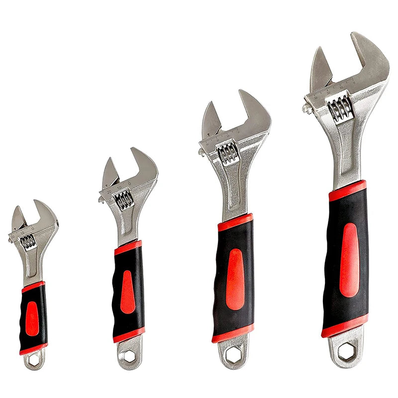 DEDING Brand Model AW02-M 8" Strong Torque DIY Metric OEM Adjustable Wrench 45 Head Offset Flexible Worm Nut Chrome Plated