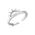 Hot Sale S925 Sterling Silver Minimalist Design Half Sun Resizable Open Ring for Party or Anniversary