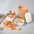 Environmentally Friendly Custom Print Paper Lunch Bowl Disposable Rectangular Thick Kraft Paper Bowl With Lid  for Bento Salad