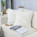 Solid  Pattern Decorative White 18x18 Inch Faux Fur Cushion Covers  Throw Pillow Cover for Home Sofa Car Chair Hotel