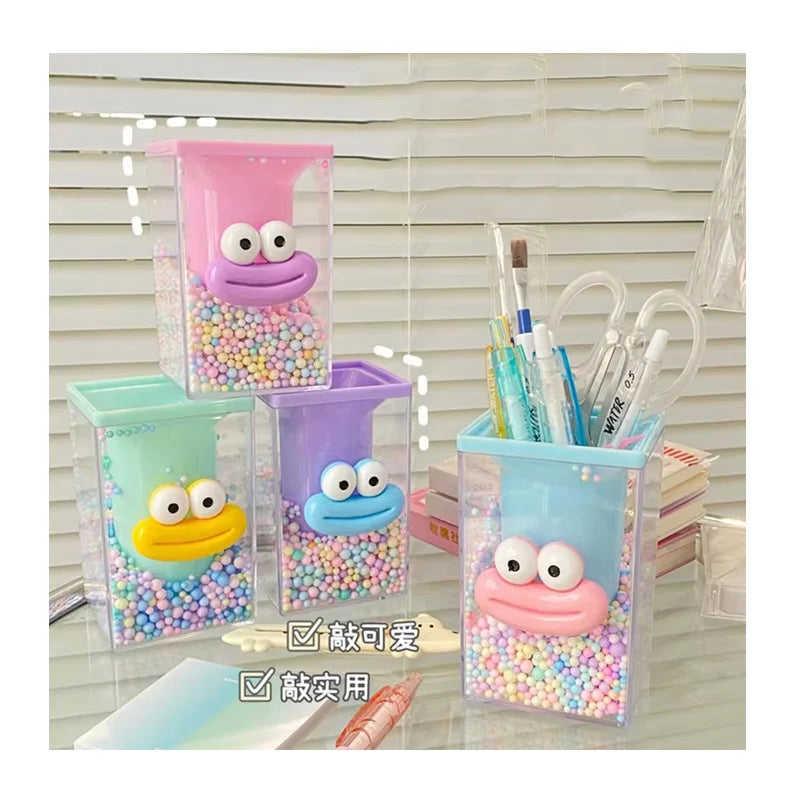 Wholesale Cute Cartoon Funny Sausage Mouth Plastic Transparent Acrylic Pen Holder