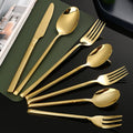Chufei 7pcs Gold Plated SUS304 Dinner Stainless Steel Cutlery Flatware Set