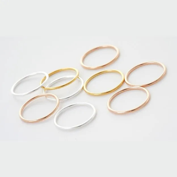 Simple Minimalist Jewelry extreme Slim 1.0mm 925 Sterling Silver Tail Finger Ring