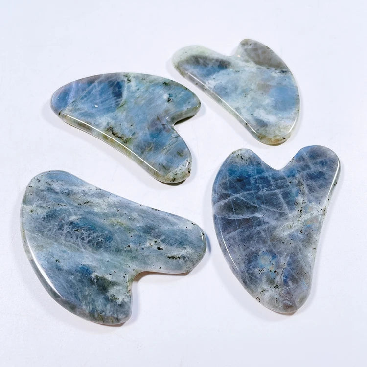 Huiying Labradorite Stone Natural Jade Heart Guasha Massager Gua Sha Scraping Tool