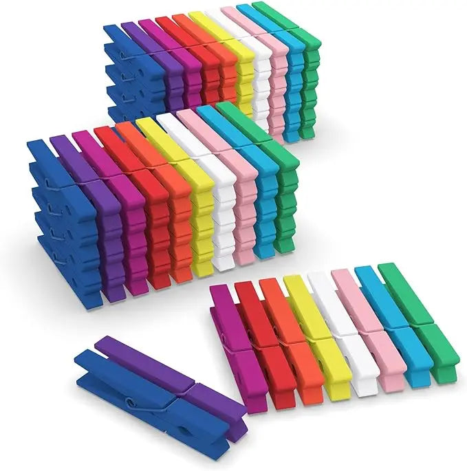 Hot-selling Wholesale Colored Wooden Clothes Pins 50 Pack 2.9 Inch Rainbow Colors Moisture Resistant Heavy Duty Clothes Pegs