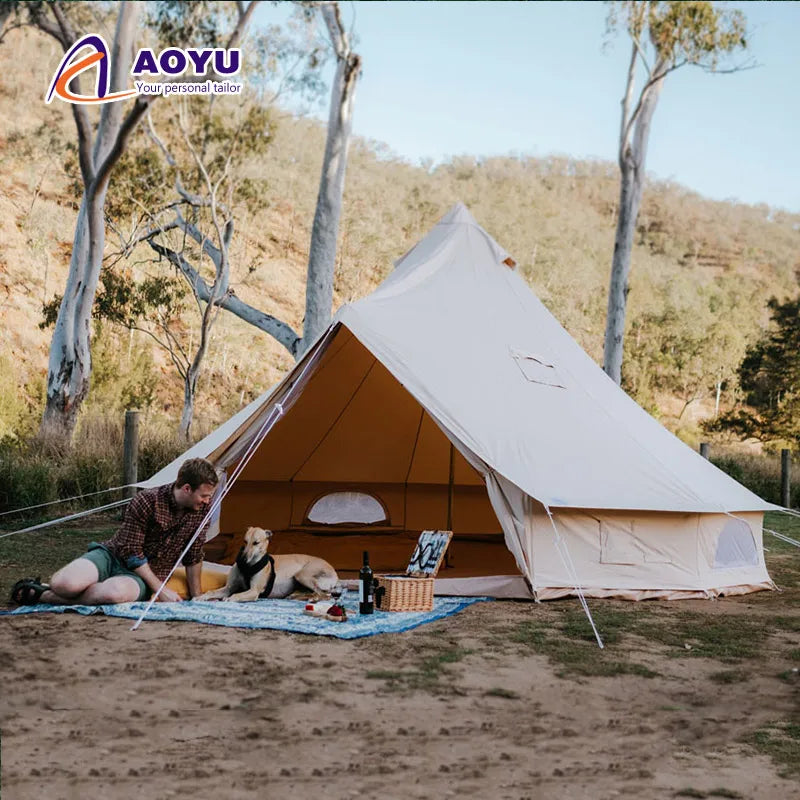 Ceyu 3m Waterproof Canopy Emperor Outdoor Glamping Luxury Cotton Canvas Bell Tent with Stove Hole