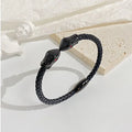 Genuine Leather Bracelet Bangle Snake Head Stainless Steel Bracelet Bangle Accessories for Blessing Men Bracelet Jewelry PH1489