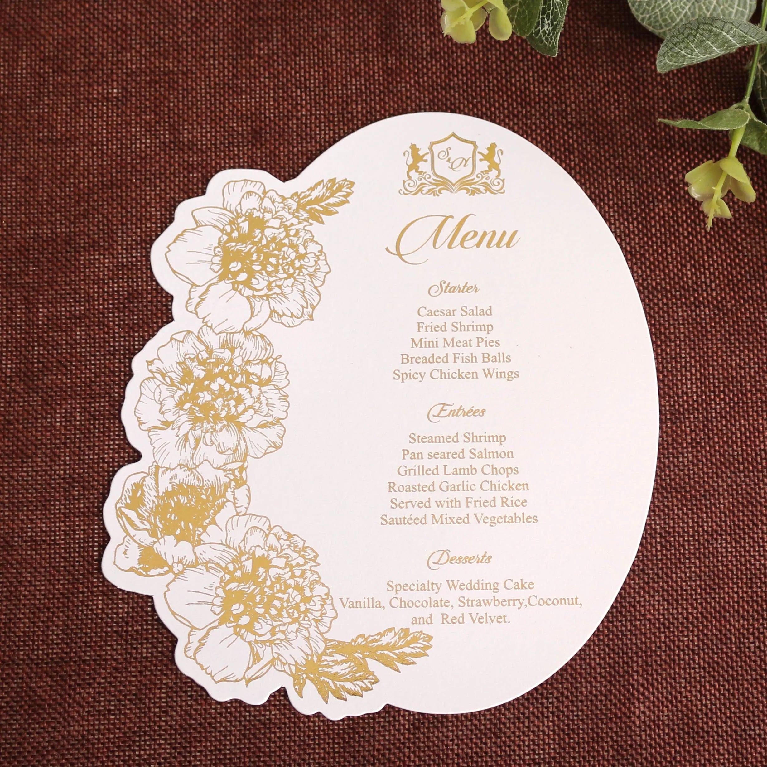 Floral Theme Wedding Menus and Wedding Program Card with Customized Design and Printing