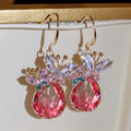 Kaimei 2025 Earring Fashion Jewelry Korean Style Butterfly Zircon Crystal Drop Earrings Pink Cubic Zirconia Earrings Women