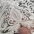 Beautiful French Tulle Heavy Beaded Sequins Lace Mesh Bridal Fabric White for Wedding Dress