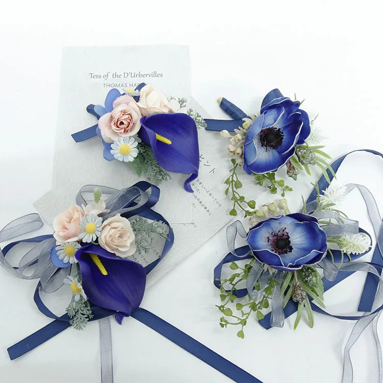 Wrist Boutonniere Flowers Corsage Pin Boutonniere Buttonhole Men Wedding Bracelet Bridesmaid Wedding Buttonhole Witness Corsage