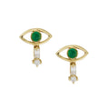 LOZRUNVE Custom Jewelry Classic Turkish 925 Silver Gold Emerald CZ Evil Eye Stud Earring Wholesale
