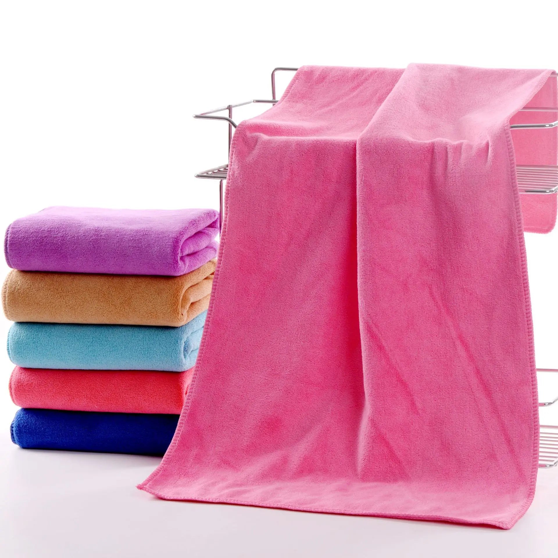 Solid Color Custom Logo Microfiber Hair Towel Car Wash 30x30cm 35x75cm Cheap Face Hand Bath Microfiber Towel