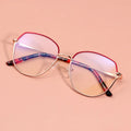 New Arrivals Women Anti Blue Light Glasses Metal Polygon Computer Eyeglasses Optical Spectacles Frame
