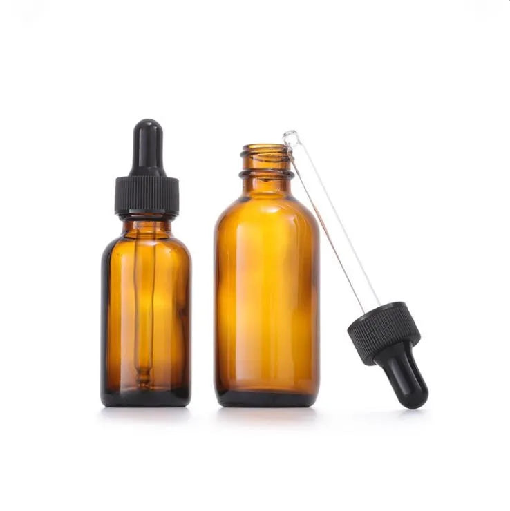 In Stock 1oz 2oz 30ml 60ml Boston Amber/brown Glass Essential Oil Dropper Bottle