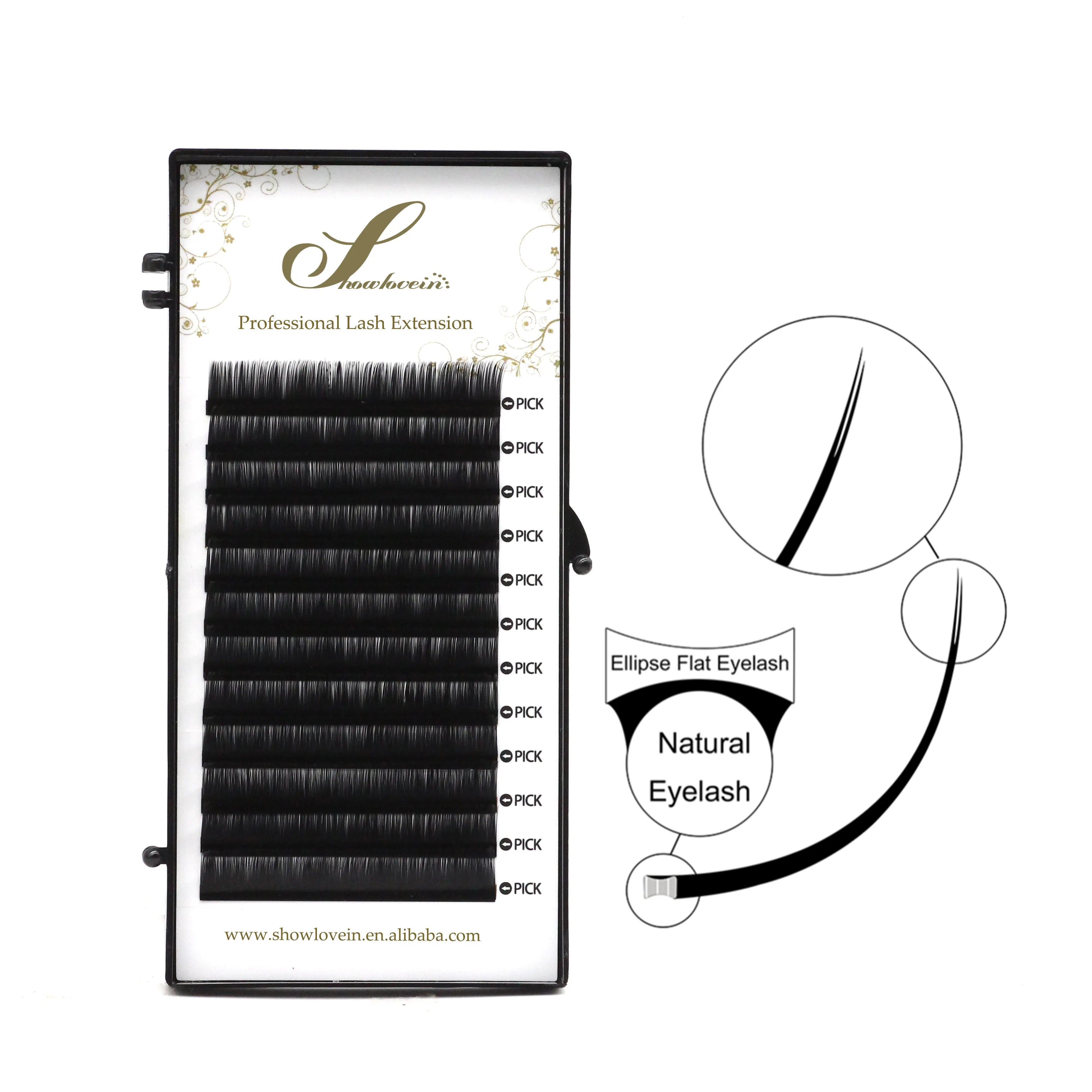Factory Price Wholesale Lash Extension Matte Ellipse Flat Faux Mink False Eyelashes Supplies