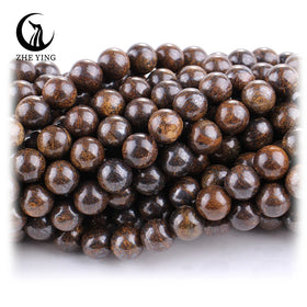 Zhe Ying 6/8/10mm Bronzite Beads Yellow Bracelet Natural Stone Beads for Jewelry Making Natural Bronzite Beads