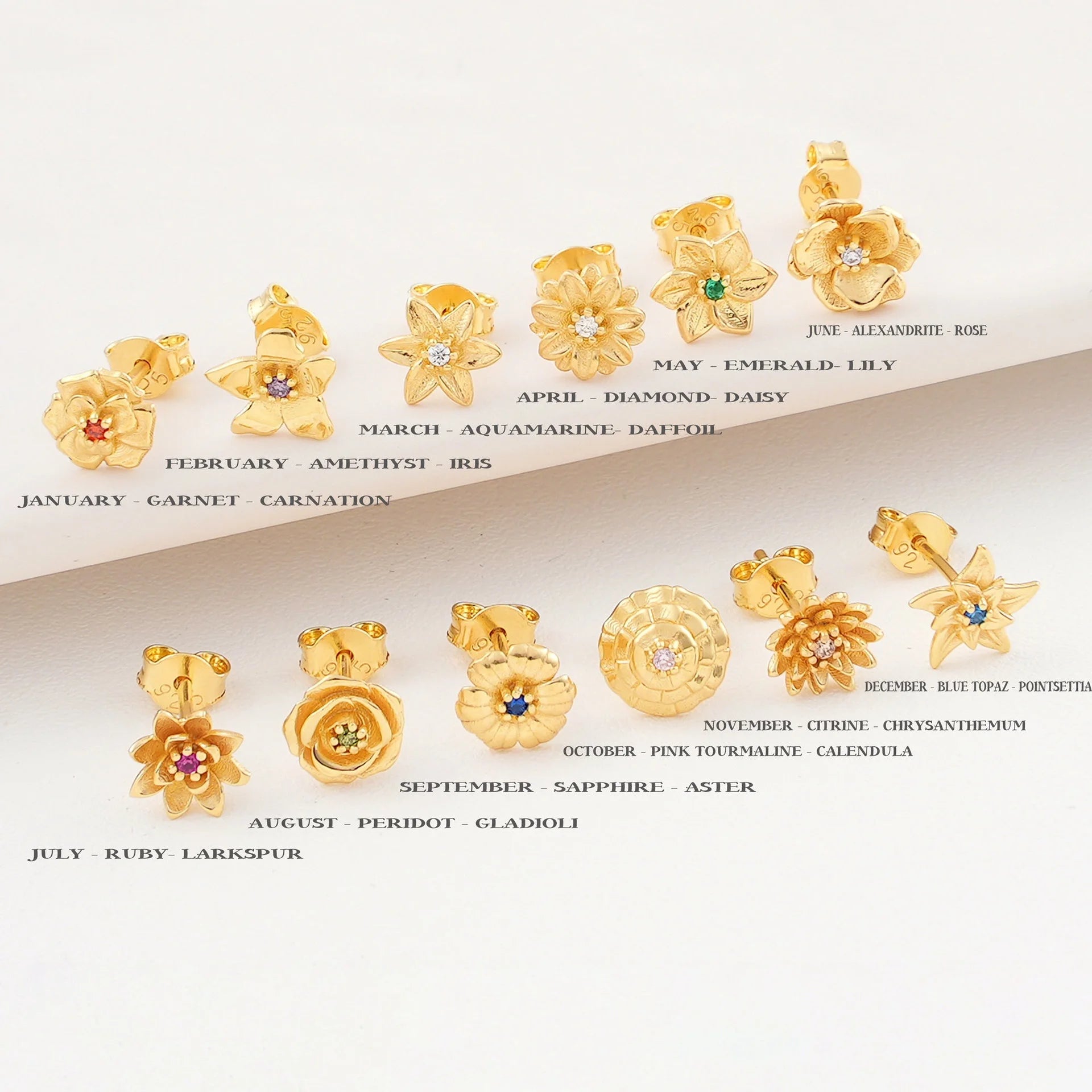 European and American Simple Style December Flower Earrings Silver Jewelry for Anniversary Birthday Gift