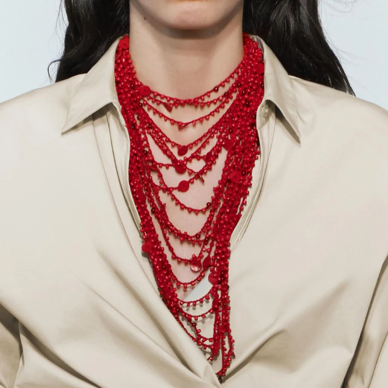 Multi-layer Handmade Statement Necklace for Women Stacking Long Chain Beaded Tassels Necklace