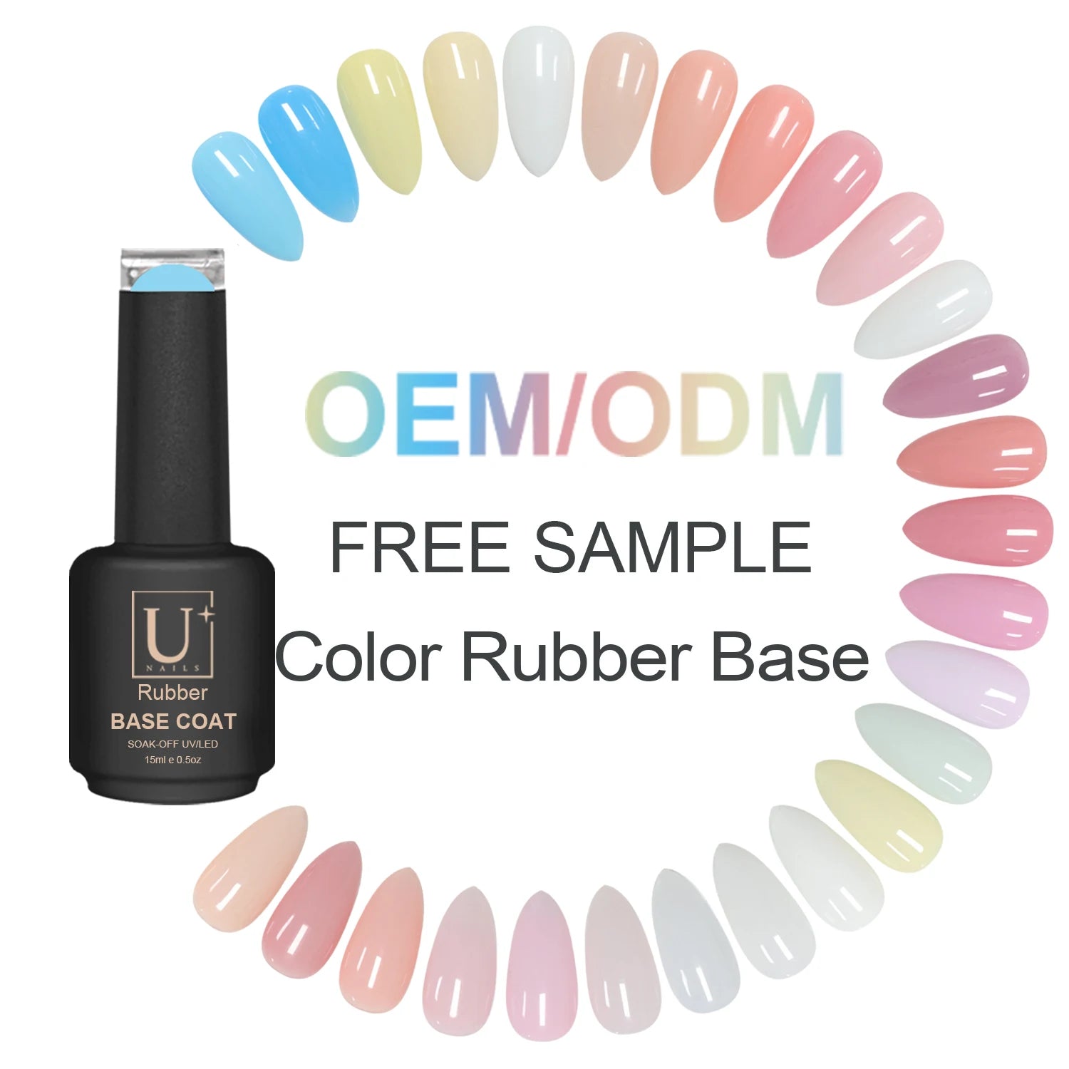 High Quality UV/LED Coat Rubber Base Coat Gel Polish for Nails Salon Color Rubber Base Coat Free Samples