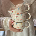 Rustic Cute Floral Porcelain Ceramic Mug with Custom Logo 220ml Capacity Bohemian Style for Valentine's Day Gifts
