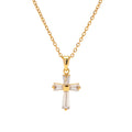G2704 Wholesale Vintage 18K Gold Plated Clear Cross Zircon Geometric Cubic Zirconia Crossed Pendant Necklace Fashion Jewelry