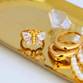 Chris April in Stock Luxury 316L Stainless Steel Minimalist PVD Gold Plated Zircon butterfly Ring Jewelry