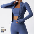 Breathable Fast Drying Long Sleeve Yoga Clothes Fitness Coat Zippered Workout Tops Training Tight Running Women Yoga Top