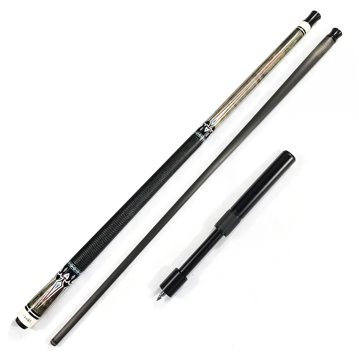 New Fast Uni Loc  Billiard 1/2-PC Pure Carbon Fiber  Shaft Maple Wood Pool Cue 58" Length with 9" Telescopic Extension  VQS logo
