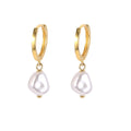 925 Sterling Silver Irregular Shaped Pearl Earrings Jewelry Women Fashion Hoop Earings Gold Plated Drop Earrings 2024