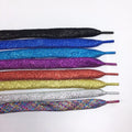 Wholesale Maoyuan MY-FGS110 10mm Wide Casual Flat Metallic Glitter Polyester Sneaker Shoelaces 110cm Colorful Transparent