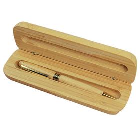 Wooden Shaft Pressed Ballpoint Pen Bamboo Black 0.7mm Core Made of Recycled Plastic and Bamboo Residual Wood