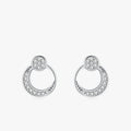 Ailmay 925 Sterling Silver Round Hollow Stud Earrings Clear Zircon For Women Hypoallergenic Jewelry Gift