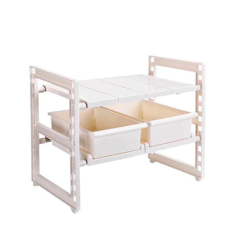 Hot Sale 2 Tier Kitchen Sink Storage Removable Extendable Fold Space Saving Under Sink Organizer Hot Under Sink Storage