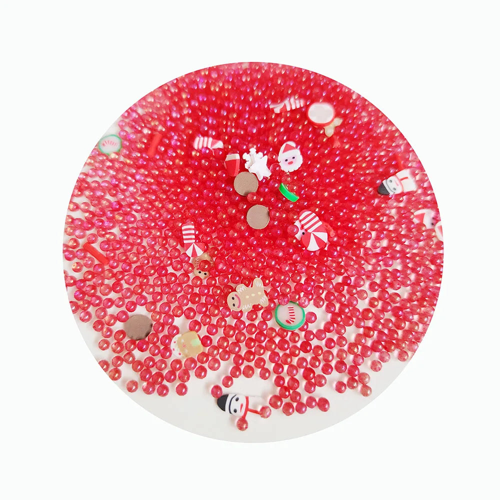 Hot Popular Red Theme Mini Acrylic Beads Christmas Gift Custom Fit in Handmade Making Snow Ball Slime Decor