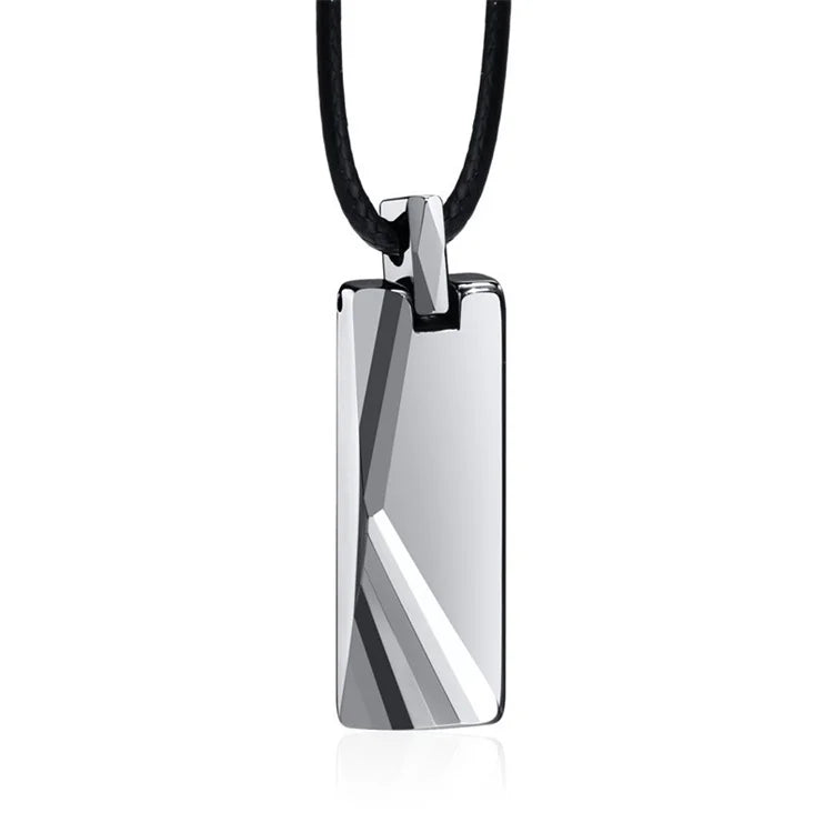 Fashion Bijoux En Acier Inoxydable Necklace Custom Engraved logo Name Stainless Steel square Blank Pendant Necklace for Men
