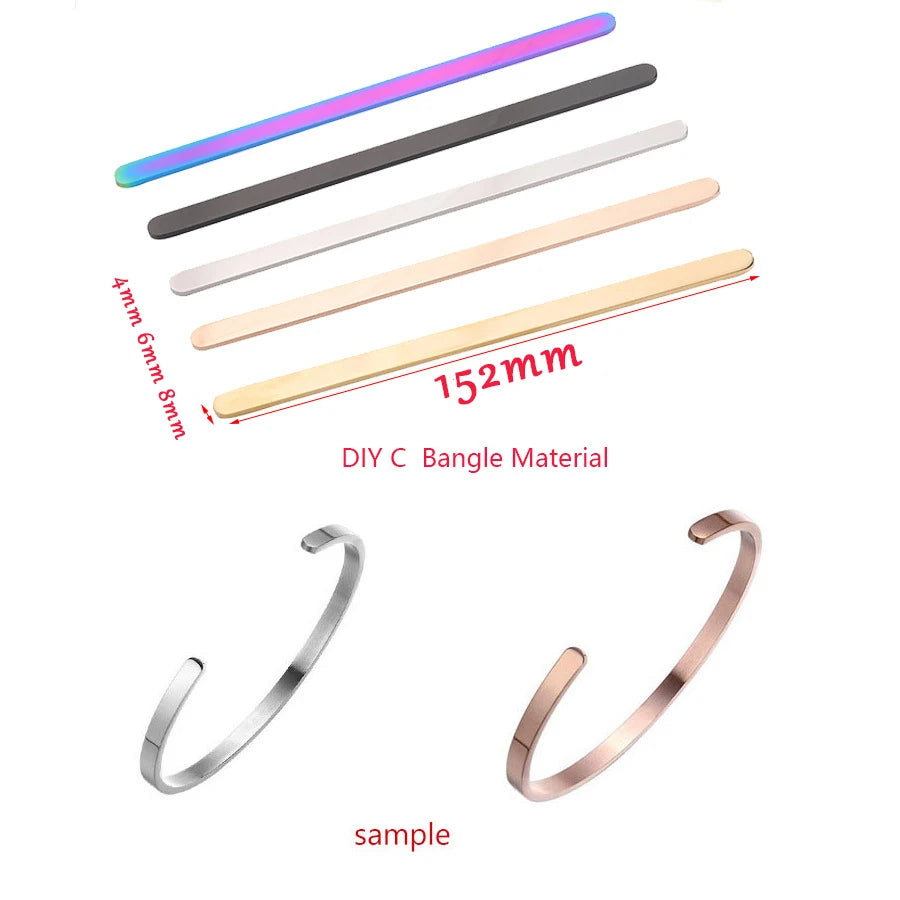 Stainless Steel Open Cuff Bangle Custom Bracelet Amazonite for Engraving Laser Silver Engraved-Bracelets-Wholesale