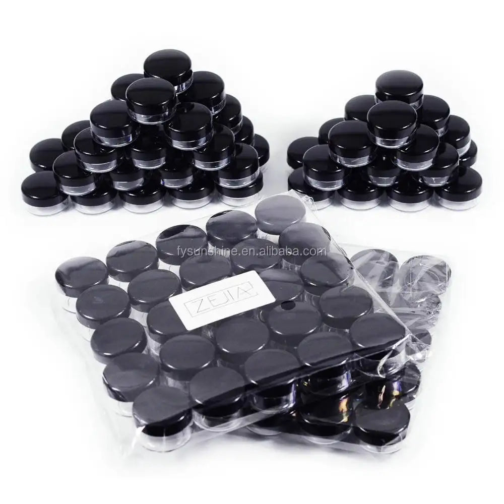 25pcs 3g Unique Round clear Blue Black pink Purple Plastic Cream Jars for Cosmetics Skincare Packaging