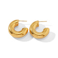 N&S Bold Statement Chunky Hollow C-Shaped Hoop Stud Earrings Trendy Stainless Steel Stud Jewelry for Women