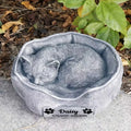 Memorial Sleeping Cat Resin Sculpture Engraved Plaque Outdoor Garden Decor for Pet Loss Remembrance Sympathy Gift