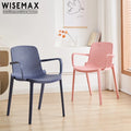 WISEMAX FURNITURE Modern Dining Room Furniture Pore Structure Dining Chair Cheap Stackable Plastic Chair with Armrest