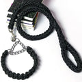 Woven Rope Dog Collar and Leash Set Personalized Striped Polyester Braided Heavy Duty Leash for Small/Medium/Large Dogs