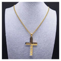 Hip-hop Personality Unique Design Gold Plated Stainless Steel Bible Prayer Cross Pendant Necklace for Men