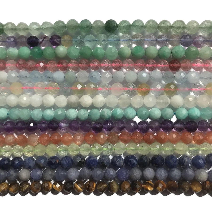 Hui Rui Natural pink Opal Labradorite 6mm Faceted Stone Beads Necklace Jewelry Making Crystal Beads for Jewelry Making